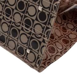 مملوكة مسبقًا Salvatore Ferragamo Beige/Brown Logo Print PVC Tote