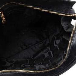 Pre Owned Salvatore Ferragamo Black Ruffle Canvas and Leather Chain Shoulder Bag