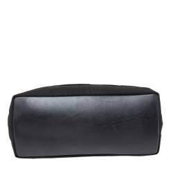 Pre Owned Salvatore Ferragamo Black Ruffle Canvas and Leather Chain Shoulder Bag