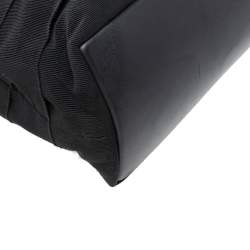 Pre Owned Salvatore Ferragamo Black Ruffle Canvas and Leather Chain Shoulder Bag