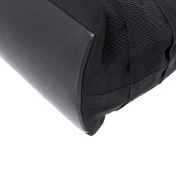 Pre Owned Salvatore Ferragamo Black Ruffle Canvas and Leather Chain Shoulder Bag