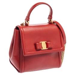 مملوكة مسبقًا حقيبة سالفاتوري فيراغامو كاري جلد حمراء يد علوية