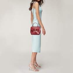 مملوكة مسبقًا حقيبة سالفاتوري فيراغامو كاري جلد حمراء يد علوية