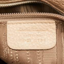 Salvatore Ferragamo Beige Pebbled Leather Dotty Tote 