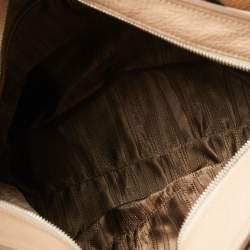 Salvatore Ferragamo Beige Pebbled Leather Dotty Tote 
