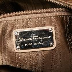 Salvatore Ferragamo Beige Pebbled Leather Dotty Tote 