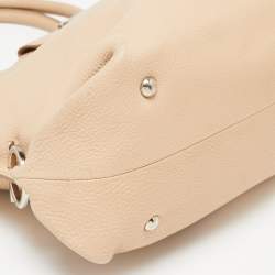 Salvatore Ferragamo Beige Pebbled Leather Dotty Tote 