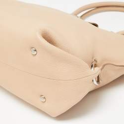 Salvatore Ferragamo Beige Pebbled Leather Dotty Tote 