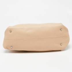 Salvatore Ferragamo Beige Pebbled Leather Dotty Tote 
