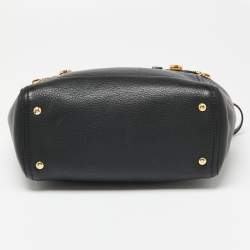 Pre Owned حقيبة يد سالفاتوري فيراغامو أريانا جلد سوداء بسحاب