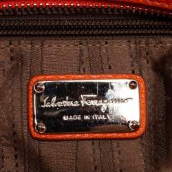 Pre Owned حقيبة سالفاتورى فيراغامو صوفيا  جلد برتقالية بيد علوية 