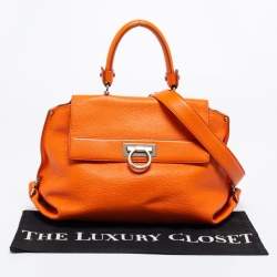 Pre Owned حقيبة سالفاتورى فيراغامو صوفيا  جلد برتقالية بيد علوية 