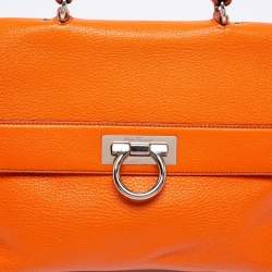 Pre Owned حقيبة سالفاتورى فيراغامو صوفيا  جلد برتقالية بيد علوية 
