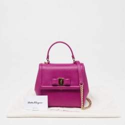 Pre Owned Salvatore Ferragamo Pink Leather Carrie Top Handle Bag