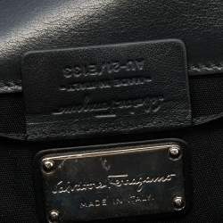 Pre Owned حقيبة كتف سالفاتوري فيراغامو جلد أسود لامع مزينة فيونكة فارا بسلسلة