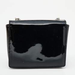 Pre Owned حقيبة كتف سالفاتوري فيراغامو جلد أسود لامع مزينة فيونكة فارا بسلسلة