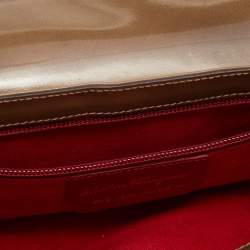 Salvatore Ferragamo Dark Beige Patent Leather Link Chain Shoulder Bag