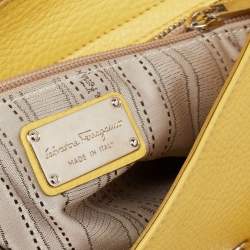 Pre Owned Salvatore Ferragamo Yellow Leather Medium Sofia Top Handle Bag