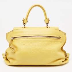 Pre Owned Salvatore Ferragamo Yellow Leather Medium Sofia Top Handle Bag