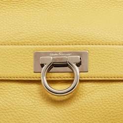 Pre Owned Salvatore Ferragamo Yellow Leather Medium Sofia Top Handle Bag