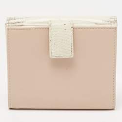 مملوكة مسبقًا محفظة سالفاتوري فيراغامو روكيا جلد نقشة السحلية وجلد بيج مضغوطة