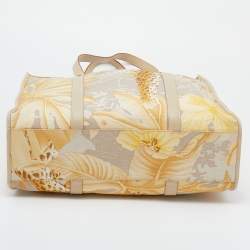 Pre Owned Salvatore Ferragamo Multicolor Jungle Print Canvas and Leather Tote