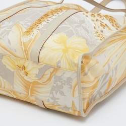 Pre Owned Salvatore Ferragamo Multicolor Jungle Print Canvas and Leather Tote