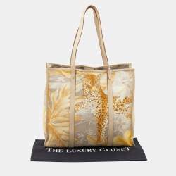 Pre Owned Salvatore Ferragamo Multicolor Jungle Print Canvas and Leather Tote