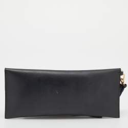Pre Owned Salvatore Ferragamo Black Leather Afef Lock Story Wristlet Clutch