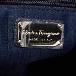 Pre Owned Salvatore Ferragamo Navy Blue Leather Fanisa Hobo