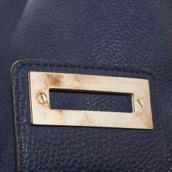 Pre Owned Salvatore Ferragamo Navy Blue Leather Fanisa Hobo