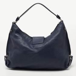Pre Owned Salvatore Ferragamo Navy Blue Leather Fanisa Hobo