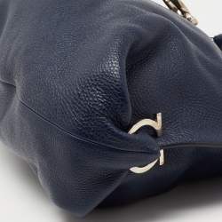 Pre Owned Salvatore Ferragamo Navy Blue Leather Fanisa Hobo