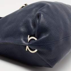 Pre Owned Salvatore Ferragamo Navy Blue Leather Fanisa Hobo