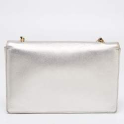 Pre Owned حقيبة  كتف سالفاتوري فيراغامو جلد ذهبية / فضية ميتالك فيونكة فارا 