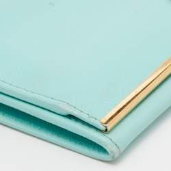 Pre Owned Salvatore Ferragamo Aqua Green Leather Gancini Icona Continental Wallet