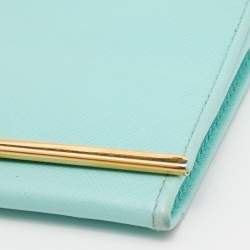 Pre Owned Salvatore Ferragamo Aqua Green Leather Gancini Icona Continental Wallet