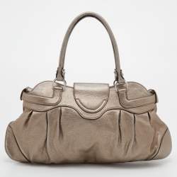 Pre Owned Salvatore Ferragamo Metallic Gold Leather Marisa Shoulder Bag