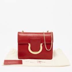 Pre Owned Salvatore Ferragamo Red Leather Thalia Shoulder Bag