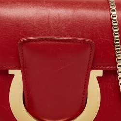 Pre Owned Salvatore Ferragamo Red Leather Thalia Shoulder Bag