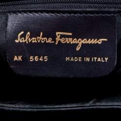 Pre Owned حقيبة ساتشل سالفاتوري فيراغامو غانتشيني جلد أسود