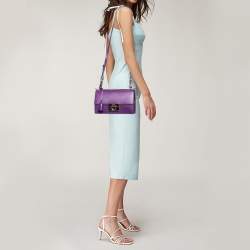مملوكة مسبقًا Salvatore Ferragamo Purple Leather Gancio Lock Top Handle Bag
