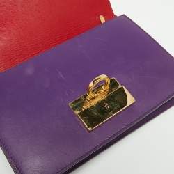 مملوكة مسبقًا Salvatore Ferragamo Purple Leather Gancio Lock Top Handle Bag