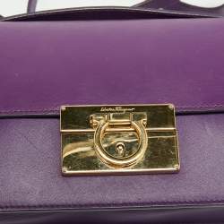 مملوكة مسبقًا Salvatore Ferragamo Purple Leather Gancio Lock Top Handle Bag