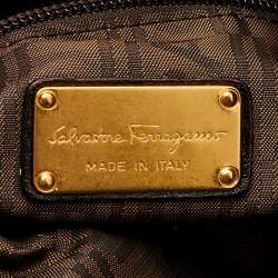 Salvatore Ferragamo Dark Brown Leather Drawstring Hobo