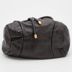 Salvatore Ferragamo Dark Brown Leather Drawstring Hobo