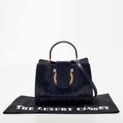 مملوكة مسبقًا حقيبة بيد علوية سالفاتوري فيراغامو ثيا جلد وجلد وجلد ثعبان أزرق