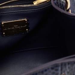 مملوكة مسبقًا حقيبة بيد علوية سالفاتوري فيراغامو ثيا جلد وجلد وجلد ثعبان أزرق