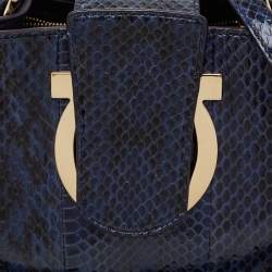 مملوكة مسبقًا حقيبة بيد علوية سالفاتوري فيراغامو ثيا جلد وجلد وجلد ثعبان أزرق