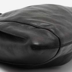 Pre Owned Salvatore Ferragamo Black Leather Gathered Tote